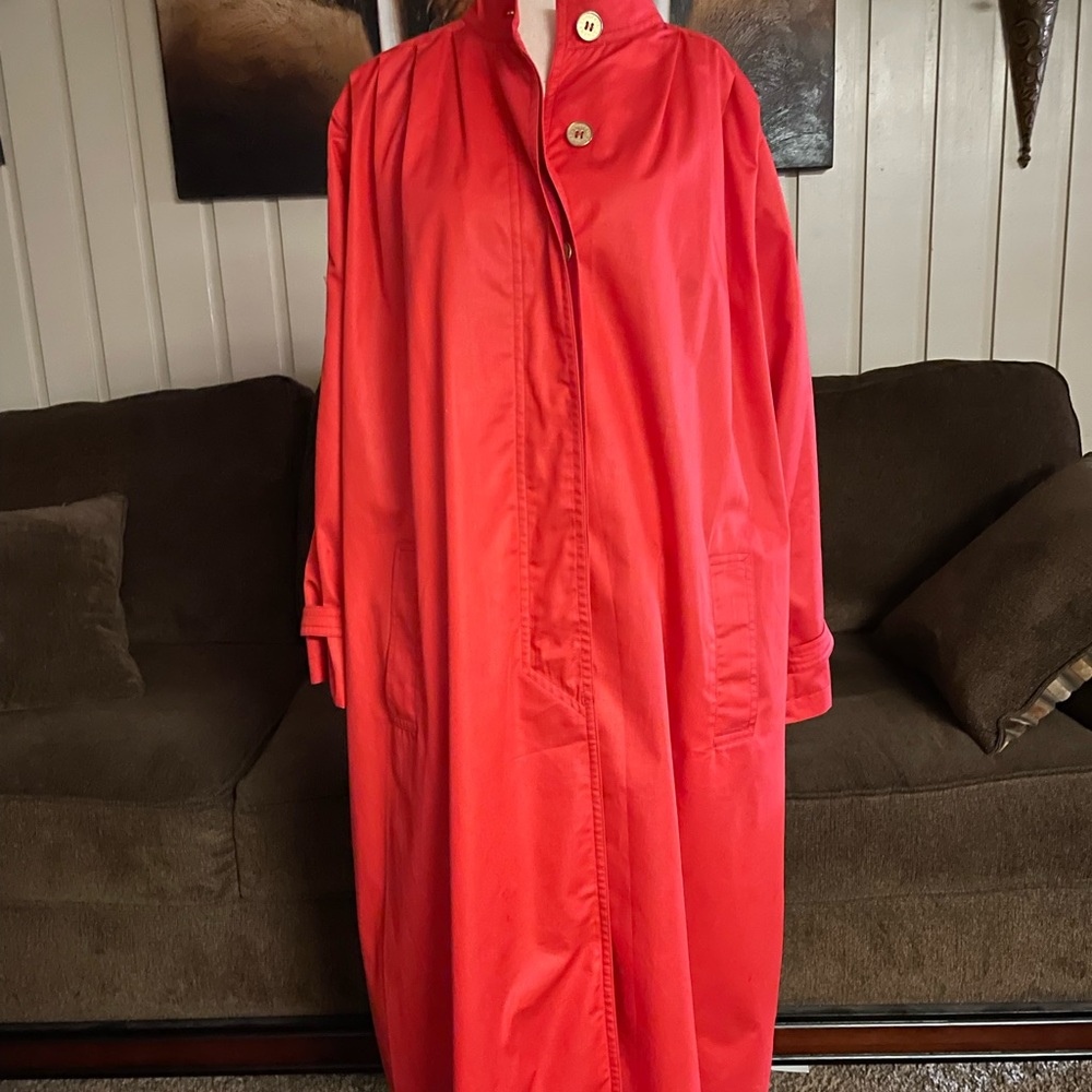 Zanobetti Firenze ~ Women’s X-Large ~ Vintage ~ Italy ~ Red ~ Trench Coat - Picture 15 of 16